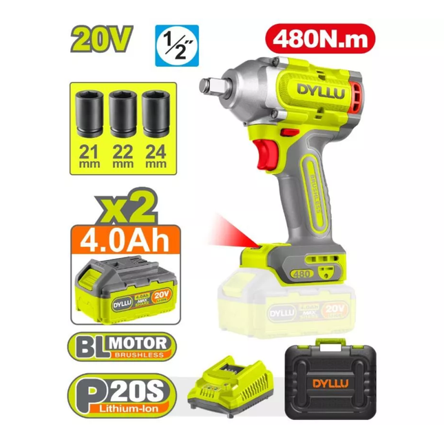 درل بوكسات شحن 480 نيوتن 20 فولت 1/2 انش بطاريتين 4امبير