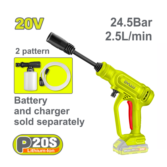 مضخة غسيل سيارات (فرد) شحن 20فولت بدون بطارية وشاحن