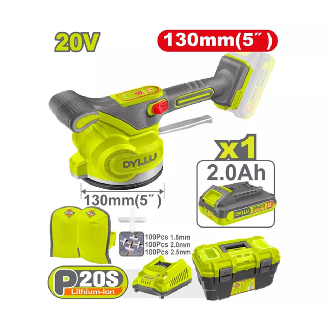 رجاج بلاط شحن مع بطارية وصندوق قاعدة 20فولت مع بطارية 2امبير