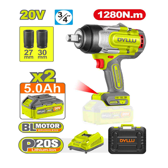 درل بوكسات شحن 1280 نيوتن شحن 20 فولت 3/4 انش بطاريتين 5امبير ديلو