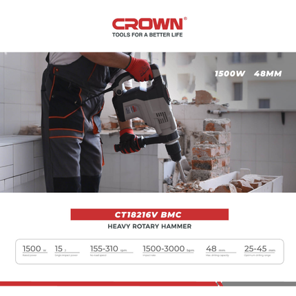 همر تكسير 48 مم 1500 واط كراون | CT18216V