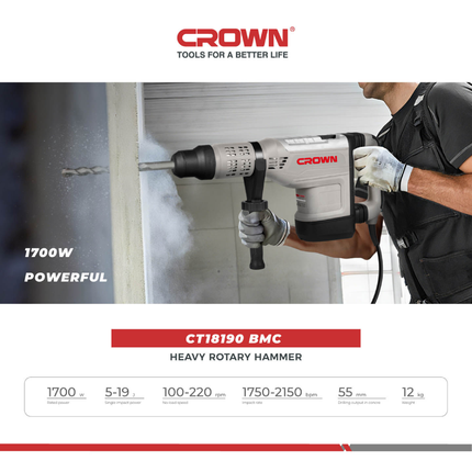 Crown 55mm 1700W Demolition Hammer | CT18190 