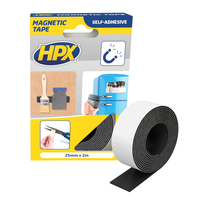 HPX 7800 Magnetic Adhesive Tape, Black, 25mm x 2m