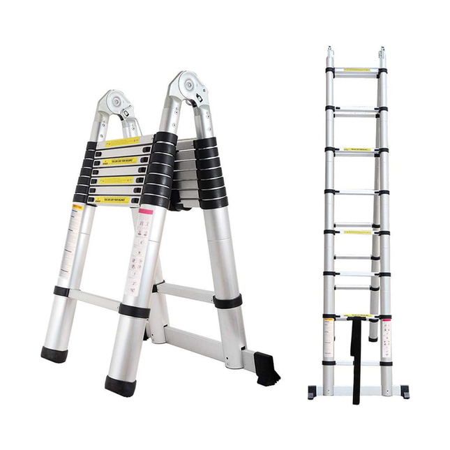 Aluminum telescopic ladder with multiple length options