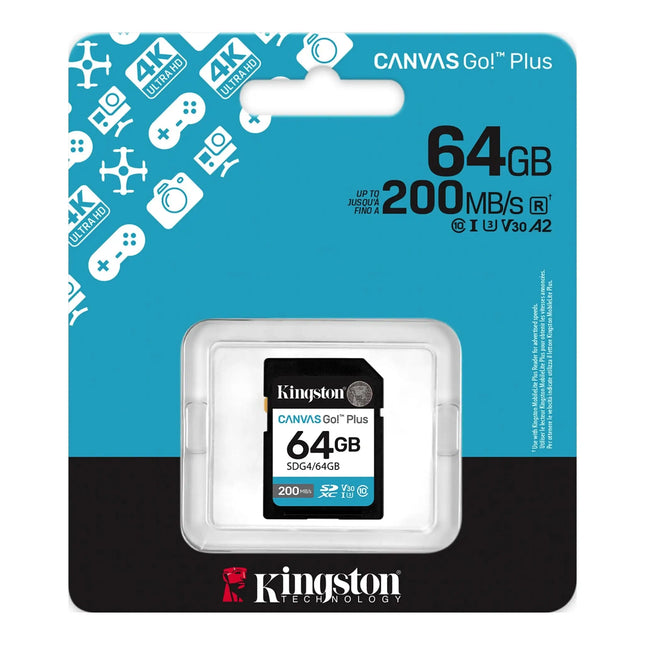 Kingston Canvas Go! Plus 64GB SD Card 200MB/s U3 V30