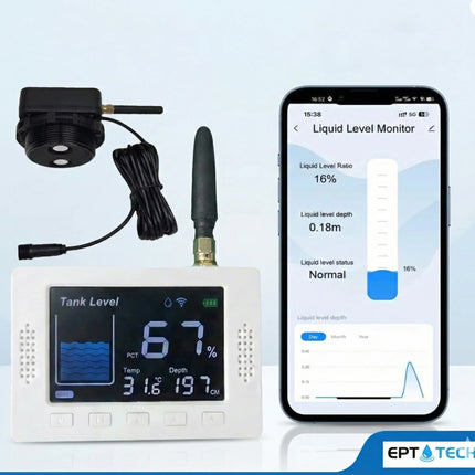 Tank Level Monitor | WiFi Home Display & Wireless Stainless Sensor | External Antennas | EPTech.WiFi.RF.Plus