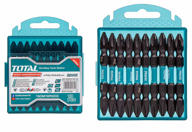 طقم راسيات مفك مصلب وجهين امباكت PH2 - توتال