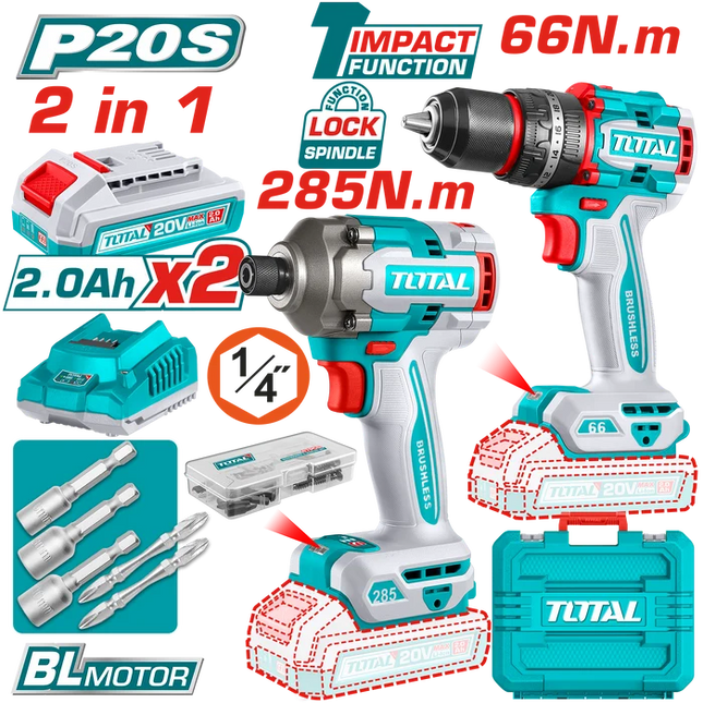 Drill and Charger Kit 285Nm Total TCKLI20277