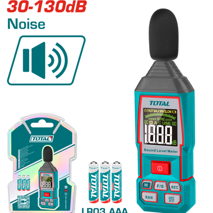 جهاز قياس مستوى الصوت TOTAL 30-130dB بدقة عالية وشاشة مضيئة