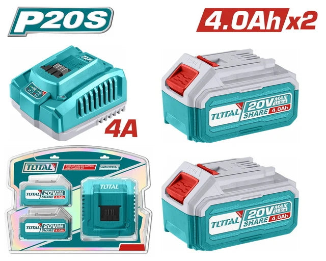 Total TFBCPK1424 20V 4.0Ah Batteries (2-pack) with Fast Charger