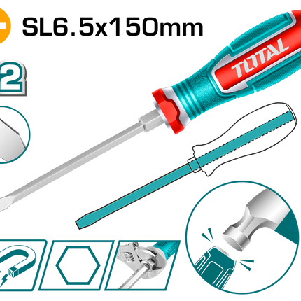 TOTAL Magnetic Slotted Impact Screwdriver SL6.5×150mm – TGTSL6150