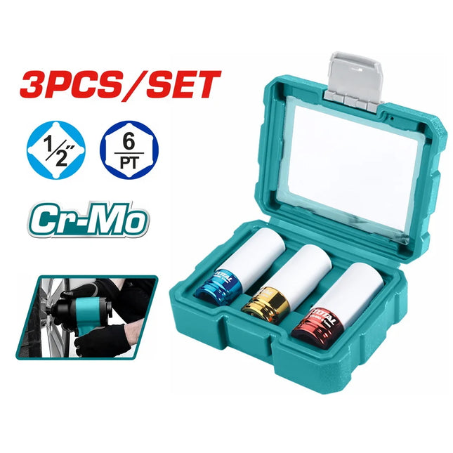 Total THMLNS031 3-Piece 1/2" Unscratched Aluminum Socket Set