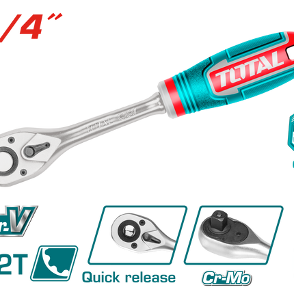 مفتاح ربط TOTAL 1/4″ 72T | THT106146