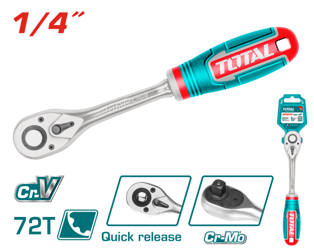 مفتاح ربط TOTAL 1/4″ 72T | THT106146