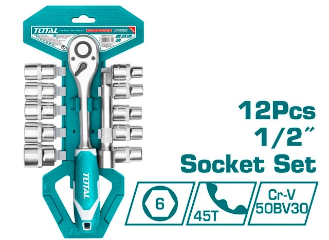 12-piece 1/2 inch Ratchet Wrench Set Total THT141121