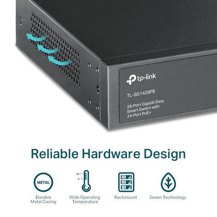 مفتاح TP-Link Gigabit Easy Smart PoE+ ذو 28 منفذًا / TL-SG1428PE