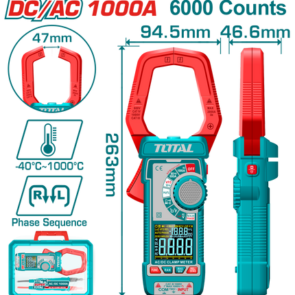 كلامب ميتر DC/AC مع شاشة TRMS بـ 6000 عد من توتال (TMT7610002)