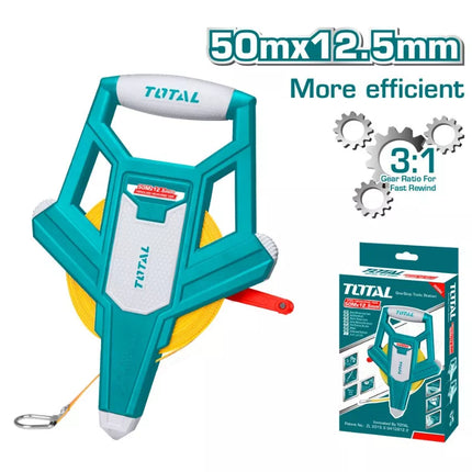 شريط قياس فيبر بطول 50 متر – كركر مساحة عملي ودقيق Total TMTF12506