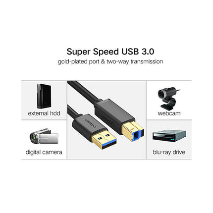 كابل طابعة USB 3.0 من A ذكر إلى B ذكر من UGREEN /US210