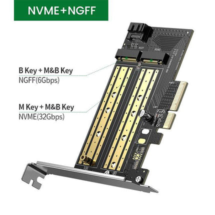 UGREEN M.2 NVMe + M.2 SATA إلى PCI-E 3.0 X 4 – بطاقة PCI express /70504