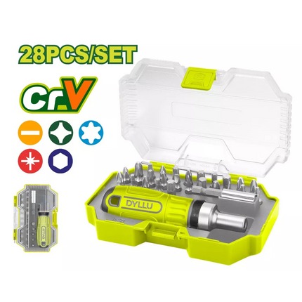 طقم مفكات دقيقة مع راسية 28قطعة ديلو