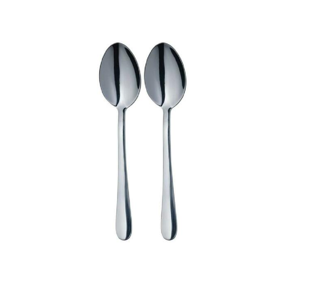 MASTERCLASS SET OF 2 SOLID HIGH QUALITY POLISHED STAINLESS STEEL DESSERT SPOONS