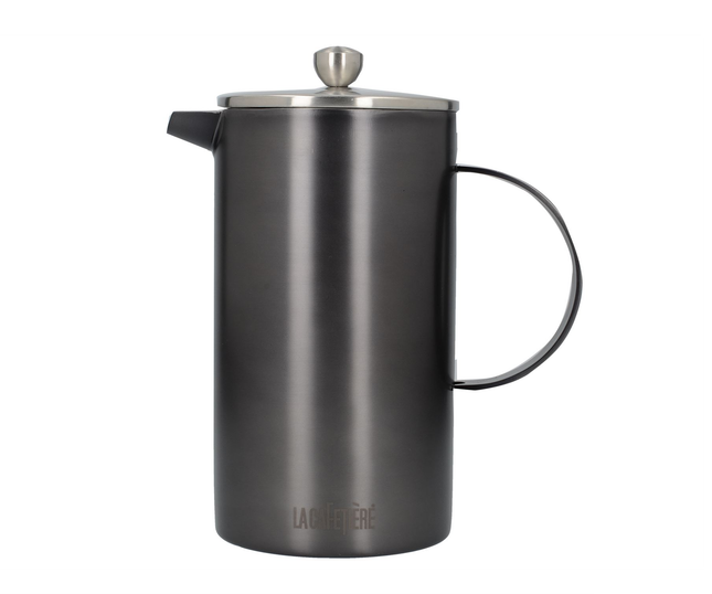 BRUSHED  LA CAFETIERE EDITED DOUBLE WALLED 8 CUP CAFETIERE GUN METAL GREY