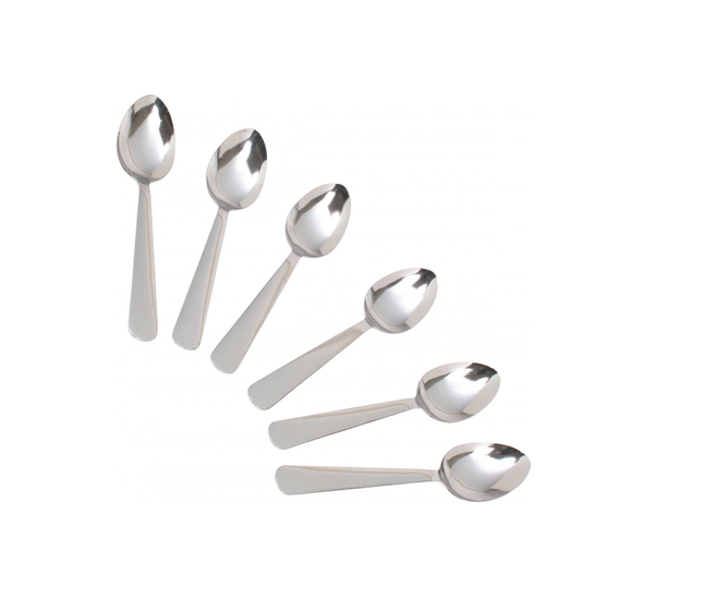 KITCHEN CRAFT STAINLESS STEEL TEASPOONS, SET OF SIX