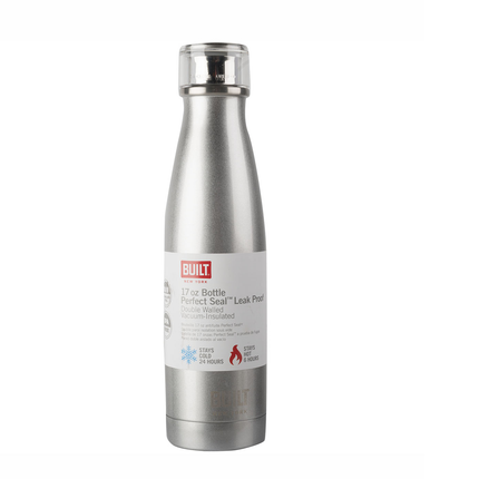 BUILT - 17OZ DOUBLE WALLED STAINLESS STEEL WATER BOTTLE - SILVER