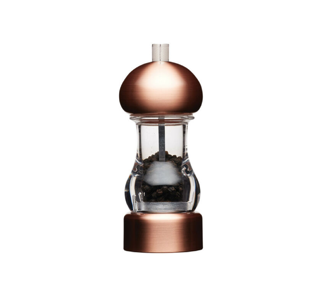 KITCHENCRAFT MASTERCLASS CLEAR CAPSTAN COPPER-EFFECT PEPPER MILL, 14.5CM