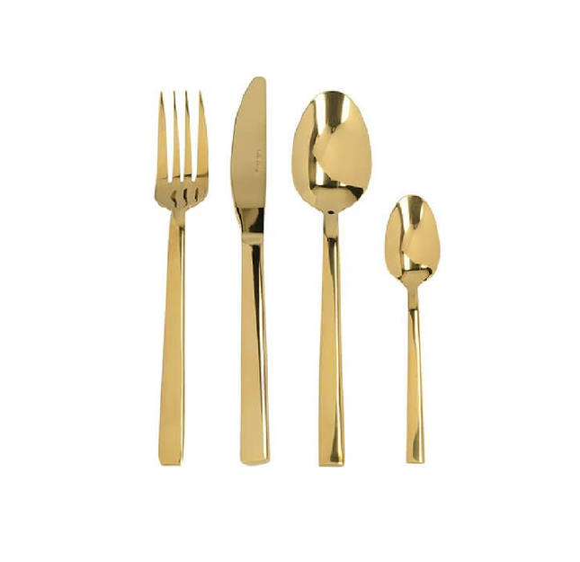 MIKASA CIARA DISENO 16 PIECE CUTLERY SET GOLD