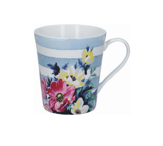 MIKASA CLOVELLY PORCELAIN 330ML NAUTICAL STRIPLE CONICAL MUG