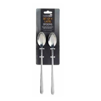 MASTERCLASS STAINLESS STEEL LATTE SPOONS SET 4