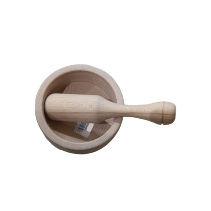 wooden garlic mortar
