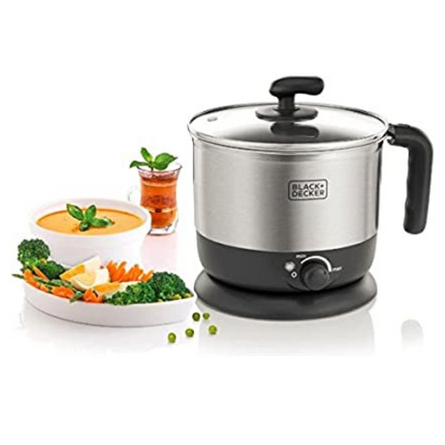 غلاية بلاك أند ديكر متعددة الاستخدامات سعة 1 لتر، فضي 650 واط