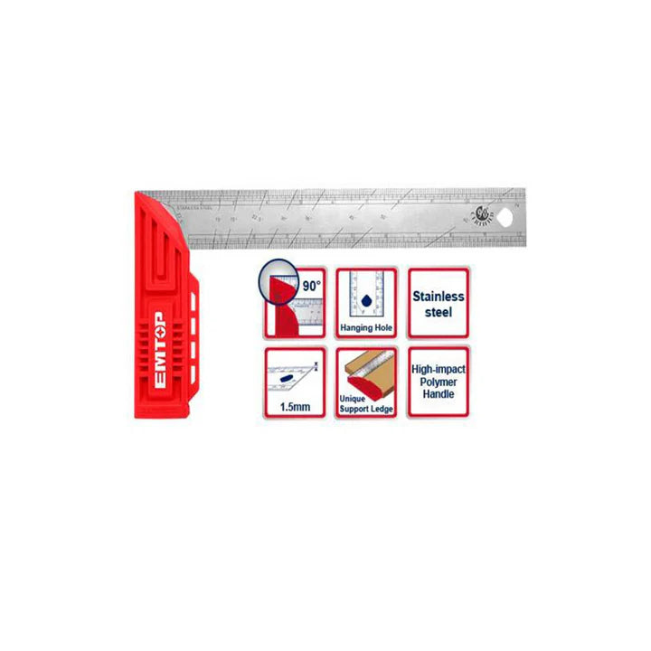 مسطرة زاوية 12 انش (300 مم) EMTOP ESRR30001 | EMTOP مسطرة زاوية 12 انش (300 مم) EMTOP ESRR30001 | EMTOP