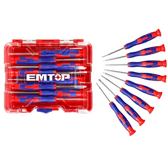 طقم مفك الكتروني مكون من  8 قطع  EMTOP ESSTP0802