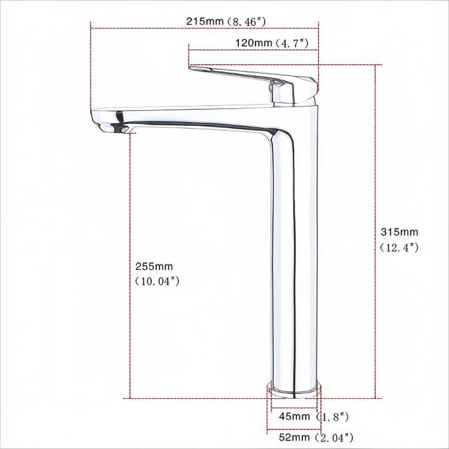 حنفية (بطارية) مغسلة نحاس قصبة طويلة