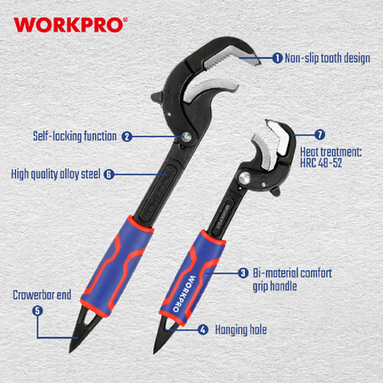 WORKPRO Multi-Grip Pipe Wrench Set (WP202574)