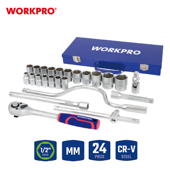 WORKPRO 24-Piece 1/2-Inch Socket Set (WP202588)