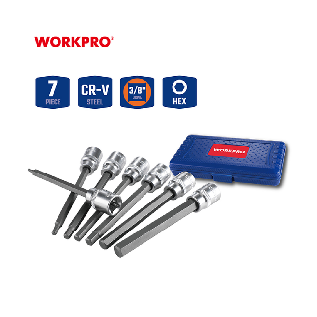 WORKPRO 7-Piece 3/8-inch Hex Bit Socket Set (WP202598)