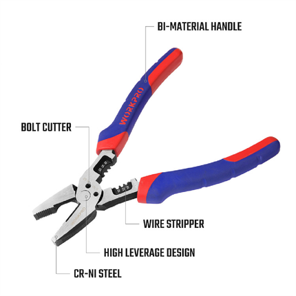 WORKPRO 8-inch 3-in-1 Pliers (WP231085)