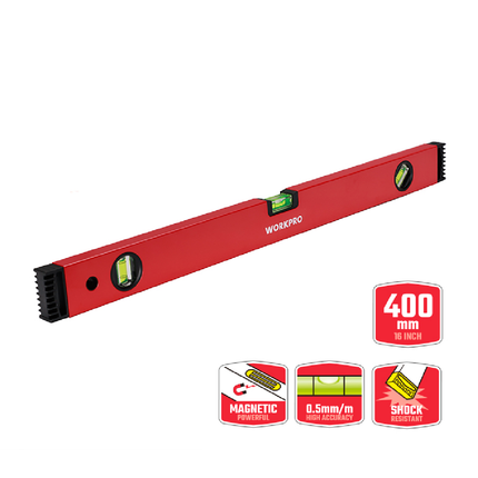Workpro 100cm Red Industrial Magnetic Aluminum Level (WP262010)