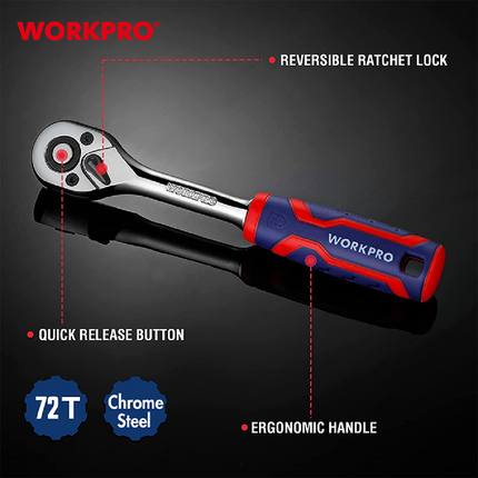 WORKPRO 1/2-inch Quick Release Ratchet Handle (WP271012)