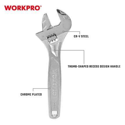WORKPRO 8-inch Industrial Adjustable Wrench (WP272007)