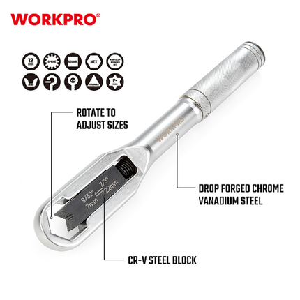 Workpro 7-22mm Multi-Wrench (WP272015)