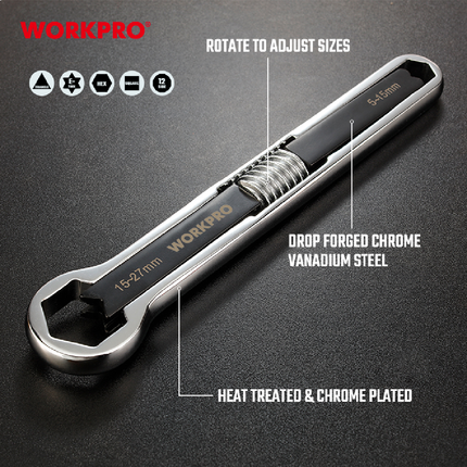 WORKPRO 5-27mm Multi-functional Adjustable Wrench (WP272016)