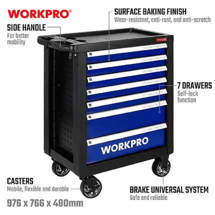 7-Drawer Tool Trolley from Workpro (WP285002)