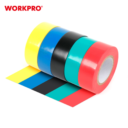 Workpro Electrical Tape (WP296001) - Assorted Colors, 5 Rolls, 9 Meters Each