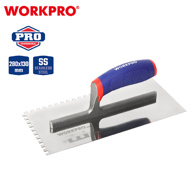 Workpro 28*13 cm Notched Plastering Trowel with Handle (WP323003)